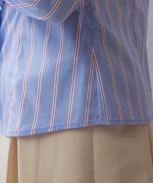 NARACAMICIE（ナラカミーチェ）の「【NARACAMICIE】ランダムストライプフロントフリル長袖シャツ（シャツ/ブラウス・レディース・ブルー/ピンク・S/M/L/XL）」の22枚目の写真