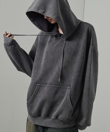 Alfred Alex(アルフレッドアレックス)の【Alfred Alex】ヴィンテージ加工ケミカルウォッシュ ワンポイント刺繍 ダンボールプルオーバーパーカー【セットアップ対応】(パーカー)