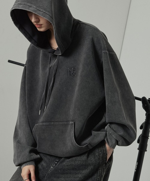 Alfred Alex(アルフレッドアレックス)の「【Alfred Alex】ヴィンテージ加工ケミカルウォッシュ ワンポイント刺繍 ダンボールプルオーバーパーカー【セットアップ対応】(パーカー・メンズ・ワイン/ブラック/グレー/ネイビー・L/M)」の5枚目の写真