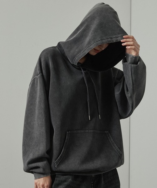 Alfred Alex(アルフレッドアレックス)の「【Alfred Alex】ヴィンテージ加工ケミカルウォッシュ ワンポイント刺繍 ダンボールプルオーバーパーカー【セットアップ対応】(パーカー・メンズ・ワイン/ブラック/グレー/ネイビー・L/M)」の14枚目の写真