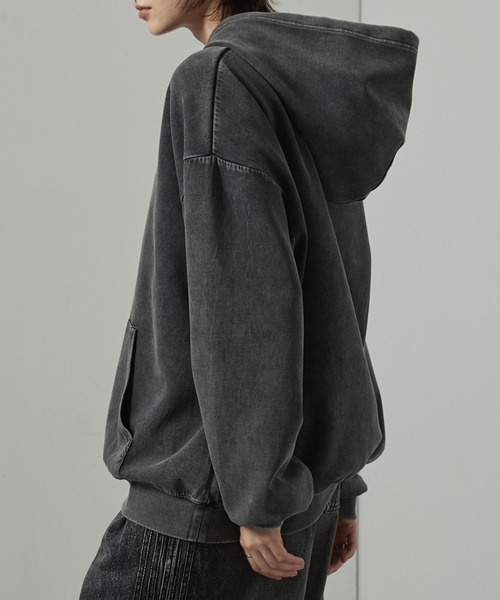 Alfred Alex(アルフレッドアレックス)の「【Alfred Alex】ヴィンテージ加工ケミカルウォッシュ ワンポイント刺繍 ダンボールプルオーバーパーカー【セットアップ対応】(パーカー・メンズ・ワイン/ブラック/グレー/ネイビー・L/M)」の15枚目の写真