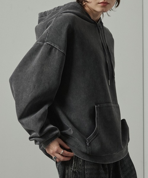 Alfred Alex(アルフレッドアレックス)の「【Alfred Alex】ヴィンテージ加工ケミカルウォッシュ ワンポイント刺繍 ダンボールプルオーバーパーカー【セットアップ対応】(パーカー・メンズ・ワイン/ブラック/グレー/ネイビー・L/M)」の16枚目の写真