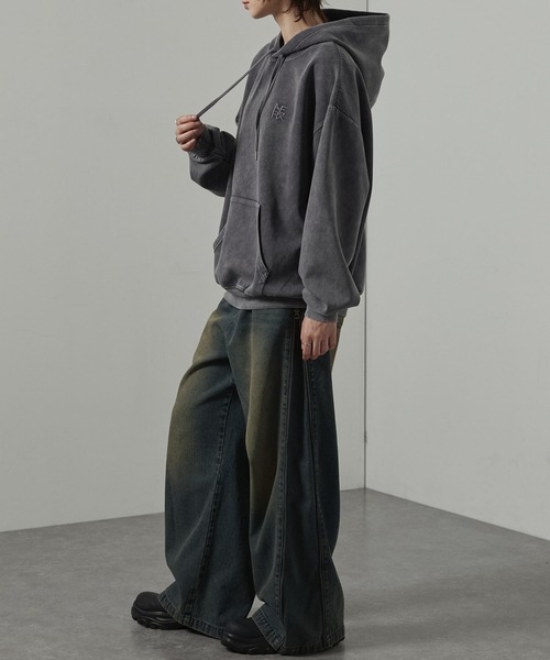 Alfred Alex(アルフレッドアレックス)の「【Alfred Alex】ヴィンテージ加工ケミカルウォッシュ ワンポイント刺繍 ダンボールプルオーバーパーカー【セットアップ対応】(パーカー・メンズ・ワイン/ブラック/グレー/ネイビー・L/M)」の22枚目の写真