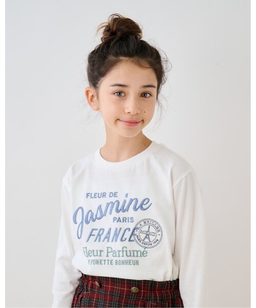 pom ponette junior（ポンポネットジュニア）の「【GOOD PRICE】エッフェルエンブレムロンT（Tシャツ/カットソー・キッズ・ブルーグレー/オフホワイト/エンジ/カラフル・M:150cm/LL(165cm)/S:140cm/L:160cm）」の2枚目の写真
