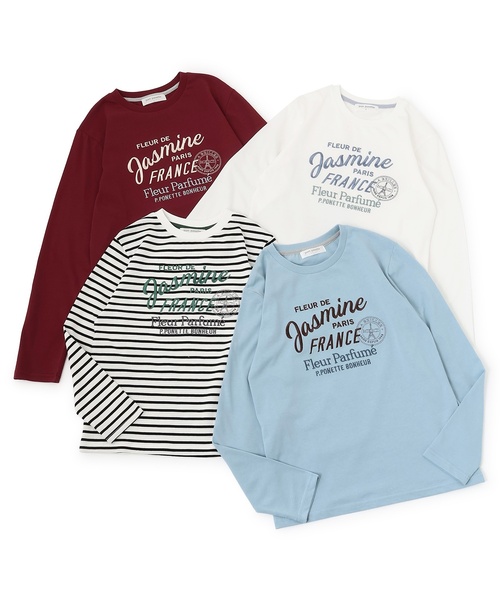 pom ponette junior（ポンポネットジュニア）の「【GOOD PRICE】エッフェルエンブレムロンT（Tシャツ/カットソー・キッズ・ブルーグレー/オフホワイト/エンジ/カラフル・M:150cm/LL(165cm)/S:140cm/L:160cm）」の12枚目の写真