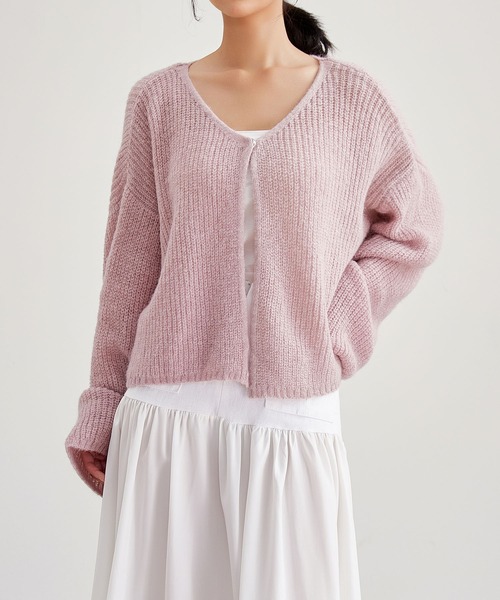 Lace Ladies(レースレディース)の「Vネック ワンボタン ショート ニット カーディガン(カーディガン/ボレロ・レディース・グレー/アイボリー/ピンク・FREE)」の19枚目の写真