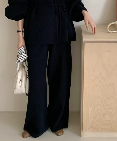 cammie(キャミー)の「ボリュームスリーブニット×パンツセットアップ(サロペット/オーバーオール・レディース・ブラック/ブラウン/ベージュ・F)」の7枚目の写真