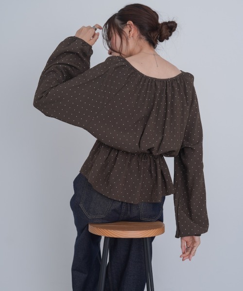 Bab（バブ）の「ドットウエストシャーリングブラウス（シャツ/ブラウス・レディース・ブラック/ブラウン/アイボリー・M）」の19枚目の写真
