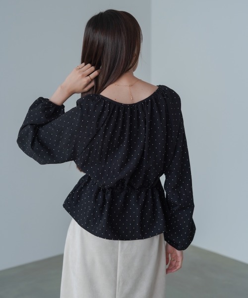 Bab（バブ）の「ドットウエストシャーリングブラウス（シャツ/ブラウス・レディース・ブラック/ブラウン/アイボリー・M）」の18枚目の写真