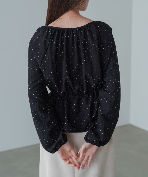 Bab（バブ）の「ドットウエストシャーリングブラウス（シャツ/ブラウス・レディース・ブラック/ブラウン/アイボリー・M）」の11枚目の写真