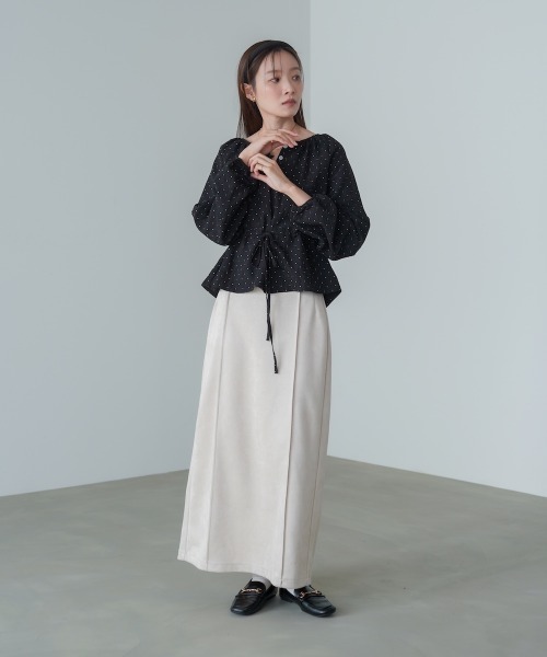 Bab（バブ）の「ドットウエストシャーリングブラウス（シャツ/ブラウス・レディース・ブラック/ブラウン/アイボリー・M）」の16枚目の写真