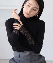 VIS | 袖クシュクシュハイネックテレコインナープルオーバー/静電気防止・イージーケア(Tシャツ/カットソー)