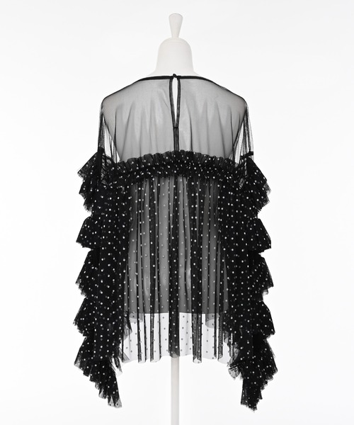 Narcissus(ナルシス)の「ドットチュールトップス/フリルシアートップス/オケージョン(シャツ/ブラウス・レディース・ホワイト/ブラック・FREE)」の10枚目の写真