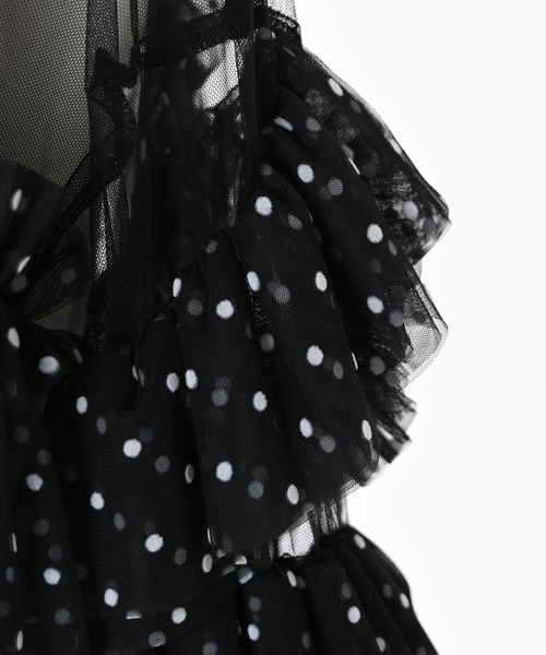 Narcissus(ナルシス)の「ドットチュールトップス/フリルシアートップス/オケージョン(シャツ/ブラウス・レディース・ホワイト/ブラック・FREE)」の14枚目の写真