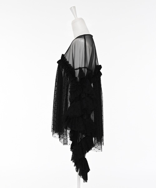 Narcissus(ナルシス)の「ドットチュールトップス/フリルシアートップス/オケージョン(シャツ/ブラウス・レディース・ホワイト/ブラック・FREE)」の17枚目の写真