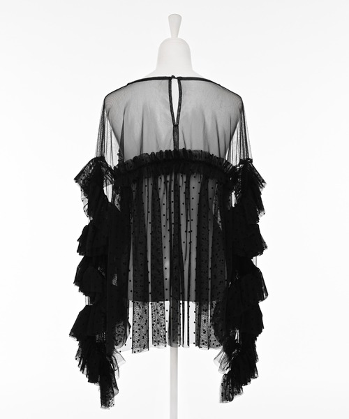 Narcissus(ナルシス)の「ドットチュールトップス/フリルシアートップス/オケージョン(シャツ/ブラウス・レディース・ホワイト/ブラック・FREE)」の18枚目の写真