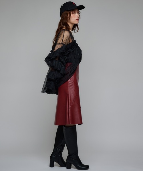 Narcissus(ナルシス)の「ドットチュールトップス/フリルシアートップス/オケージョン(シャツ/ブラウス・レディース・ホワイト/ブラック・FREE)」の7枚目の写真