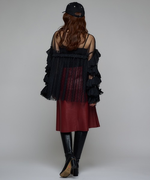 Narcissus(ナルシス)の「ドットチュールトップス/フリルシアートップス/オケージョン(シャツ/ブラウス・レディース・ホワイト/ブラック・FREE)」の8枚目の写真