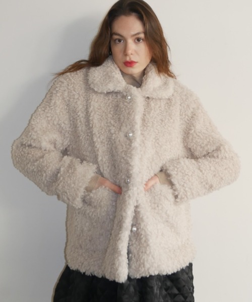 HONEY MI HONEY(ハニーミーハニー)の「poodle fur jacket(その他アウター・レディース・ベージュ/グレー/アイボリー/ピンク・FREE)」の1枚目の写真