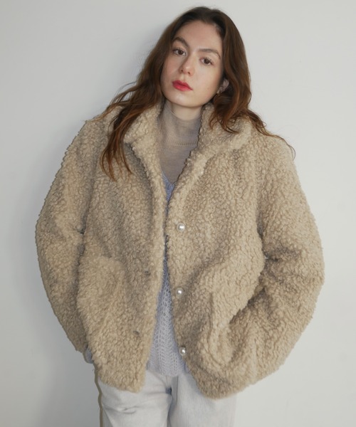 HONEY MI HONEY(ハニーミーハニー)の「poodle fur jacket(その他アウター・レディース・ベージュ/グレー/アイボリー/ピンク・FREE)」の3枚目の写真