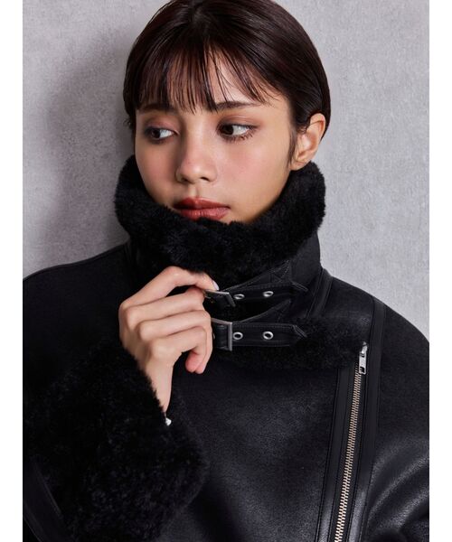 極美品✨エイココンドウEIKO KONDO フェイクムートンライダースジャケット 美品☆》エイココンドウ ムートン風ジャケット ライダースジャケット