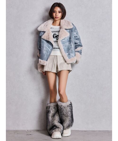 WEB限定カラーあり】エコムートンライダースジャケット（ムートン