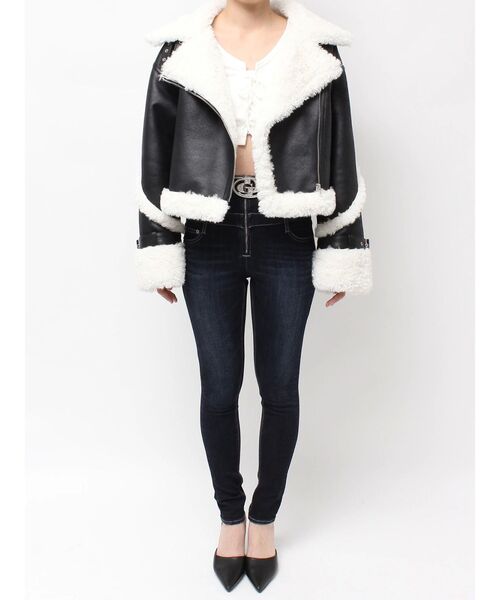 GYDA（ジェイダ）の「【WEB限定カラーあり】エコムートンライダースジャケット（ムートンコート・レディース・ブラウン/スカイブルー/ブラック/その他3・FREE）」の19枚目の写真