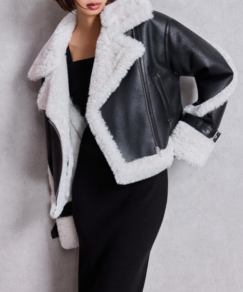 GYDA ライダースコート WEB限定カラーあり】エコムートンライダースジャケット（ムートン