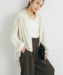 un dix cors | 《デイリーに活躍◎》ギャザーストライプシャツ(シャツ/ブラウス)