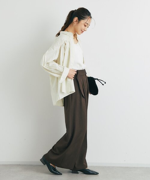 un dix cors（アンディコール）の「《デイリーに活躍◎》ギャザーストライプシャツ（シャツ/ブラウス・レディース・アイボリー/ブルー・FREE）」の9枚目の写真