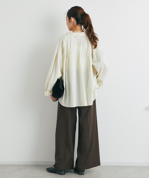 un dix cors（アンディコール）の「《デイリーに活躍◎》ギャザーストライプシャツ（シャツ/ブラウス・レディース・アイボリー/ブルー・FREE）」の10枚目の写真