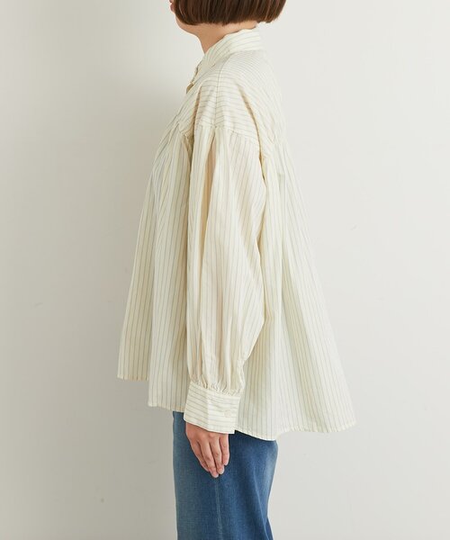 un dix cors（アンディコール）の「《デイリーに活躍◎》ギャザーストライプシャツ（シャツ/ブラウス・レディース・アイボリー/ブルー・FREE）」の13枚目の写真