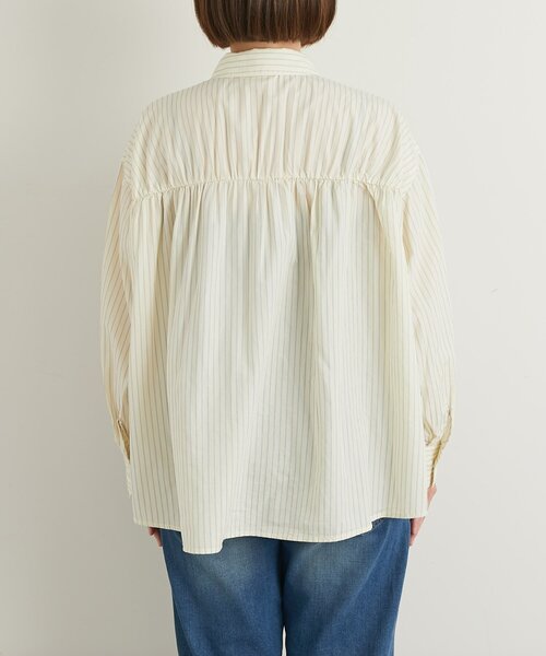 un dix cors（アンディコール）の「《デイリーに活躍◎》ギャザーストライプシャツ（シャツ/ブラウス・レディース・アイボリー/ブルー・FREE）」の14枚目の写真