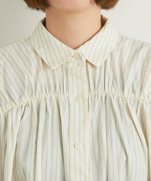 un dix cors（アンディコール）の「《デイリーに活躍◎》ギャザーストライプシャツ（シャツ/ブラウス・レディース・アイボリー/ブルー・FREE）」の15枚目の写真