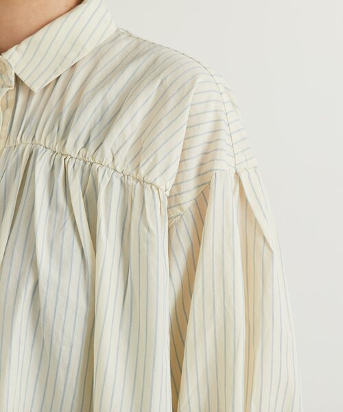 un dix cors（アンディコール）の「《デイリーに活躍◎》ギャザーストライプシャツ（シャツ/ブラウス・レディース・アイボリー/ブルー・FREE）」の16枚目の写真