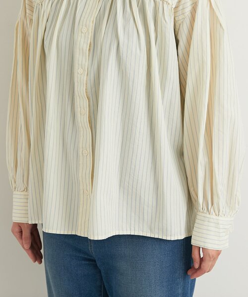 un dix cors（アンディコール）の「《デイリーに活躍◎》ギャザーストライプシャツ（シャツ/ブラウス・レディース・アイボリー/ブルー・FREE）」の18枚目の写真
