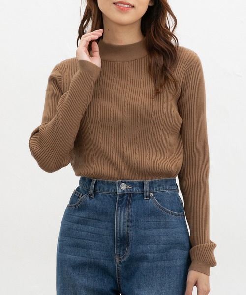 ケーブル編ハイネックニット（ニット/セーター）｜Honeys（ハニーズ