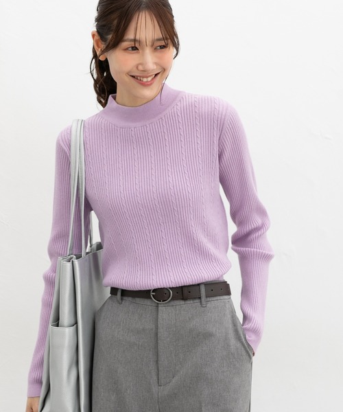 セール】ケーブル編ハイネックニット（ニット/セーター）｜Honeys