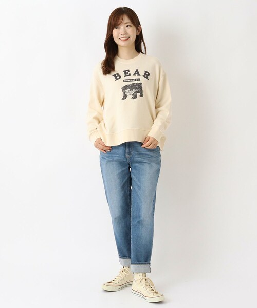 one'sterrace(ワンズテラス)の「コットン 裏毛ロゴ入りプルオーバー(スウェット・レディース・グレー系4/ネイビー系5/アイボリー系8・02)」の12枚目の写真