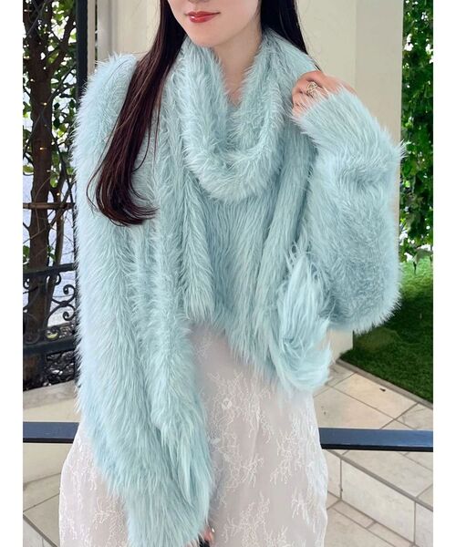 MERCURYDUO(マーキュリーデュオ)の「ロングシャギーマフラーセットニット(ニット/セーター・レディース・イエロー/ピンク/ライトブルー/オフホワイト・FREE)」の1枚目の写真