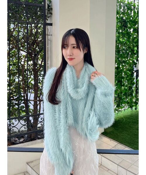 MERCURYDUO(マーキュリーデュオ)の「ロングシャギーマフラーセットニット(ニット/セーター・レディース・イエロー/ピンク/ライトブルー/オフホワイト・FREE)」の8枚目の写真