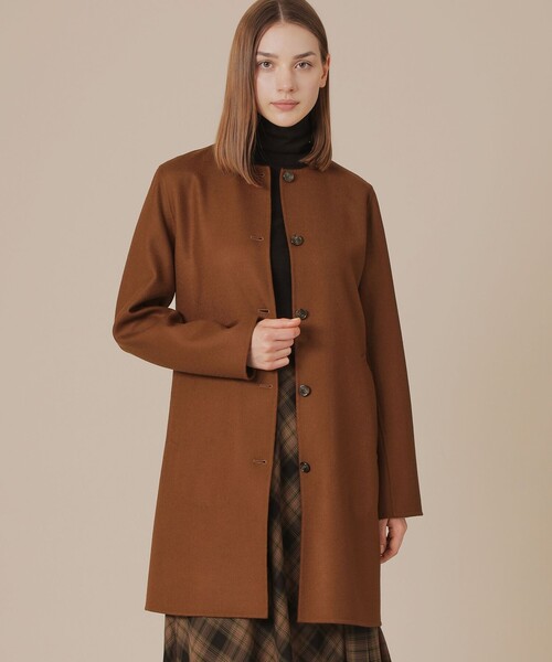 MACKINTOSH LONDON（マッキントッシュ ロンドン）の「ライトウールリバーノーカラーコート（ノーカラーコート・レディース・ブラウン/ブラック/チャコールグレー・38/40）」の3枚目の写真