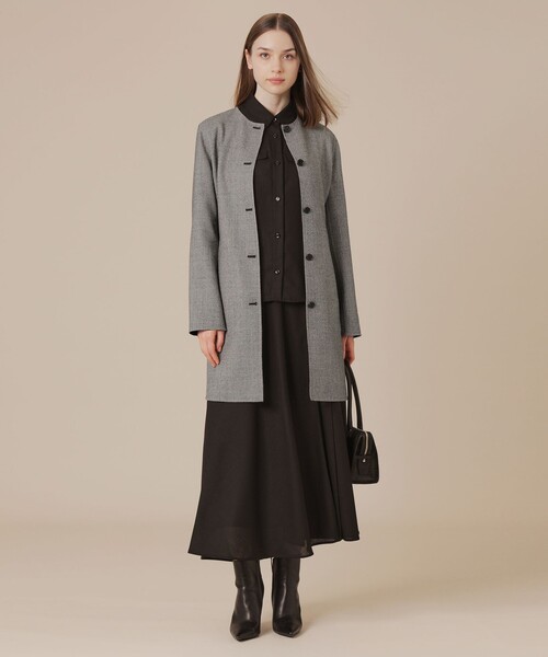 MACKINTOSH LONDON（マッキントッシュ ロンドン）の「ライトウールリバーノーカラーコート（ノーカラーコート・レディース・ブラウン/ブラック/チャコールグレー・38/40）」の4枚目の写真