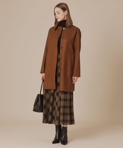 MACKINTOSH LONDON（マッキントッシュ ロンドン）の「ライトウールリバーノーカラーコート（ノーカラーコート・レディース・ブラウン/ブラック/チャコールグレー・38/40）」の6枚目の写真