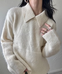 deux amour | 衿取り外しポロニット(ニット/セーター)