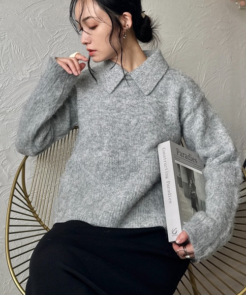 衿取り外しポロニット（ニット/セーター）｜deux amour