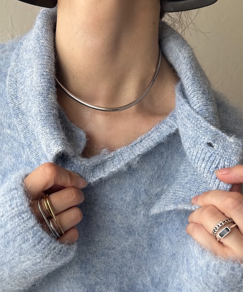 deux amour（ドゥーザムール）の「衿取り外しポロニット（ニット/セーター・レディース・ホワイト/グレー/ブルー・MEDIUM）」の22枚目の写真