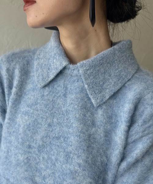 deux amour（ドゥーザムール）の「衿取り外しポロニット（ニット/セーター・レディース・ホワイト/グレー/ブルー・MEDIUM）」の20枚目の写真