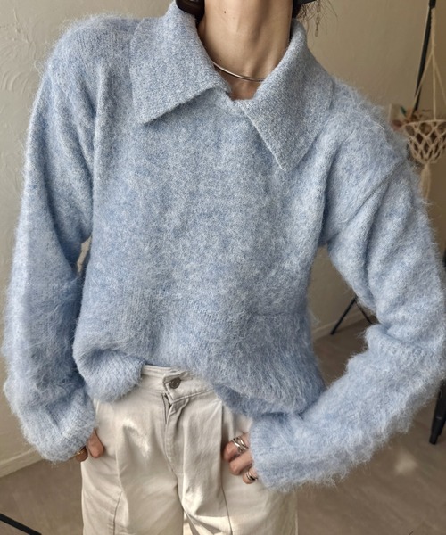 衿取り外しポロニット（ニット/セーター）｜deux amour