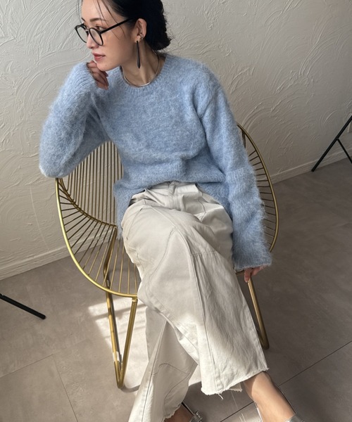 deux amour（ドゥーザムール）の「衿取り外しポロニット（ニット/セーター・レディース・ホワイト/グレー/ブルー・MEDIUM）」の5枚目の写真